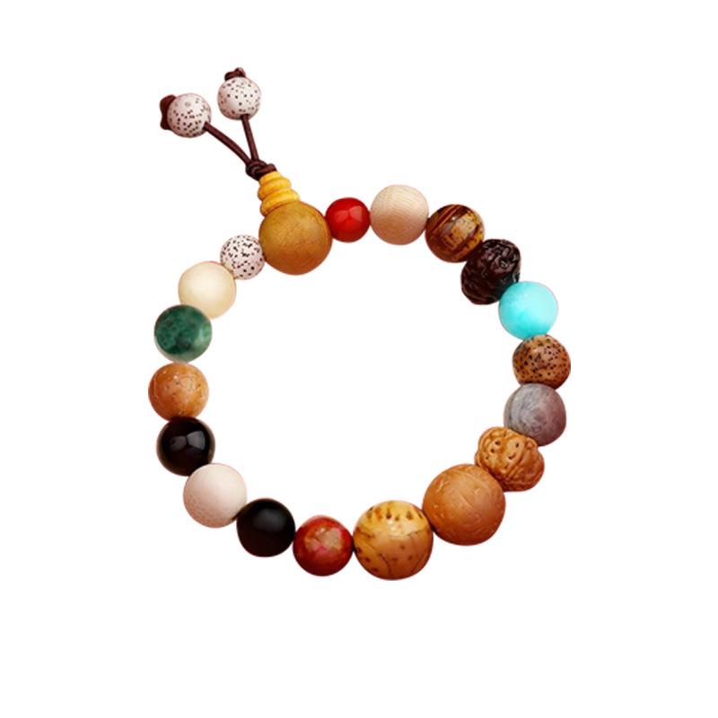 Lingyin Style Duobao Bodhi Beads Rosary Bracelet, 18-Seed Design.