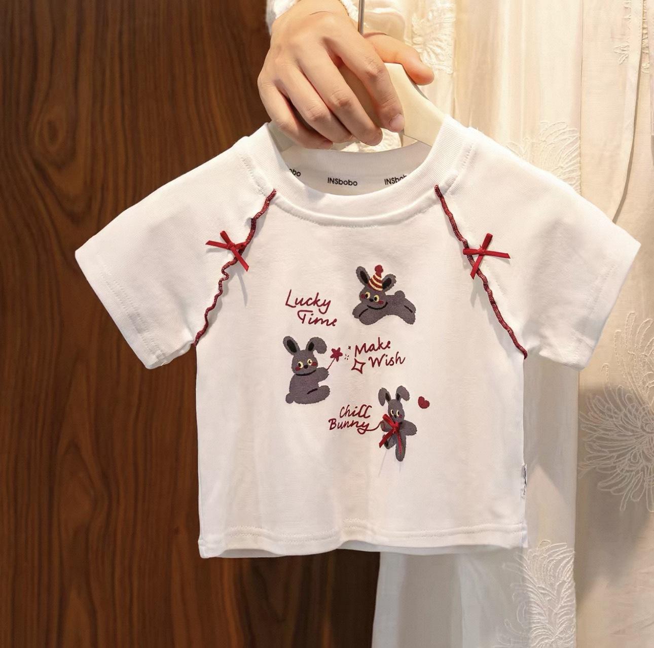 Girls White Short Sleeve T Shirt Stylish Casual Summer Top 90