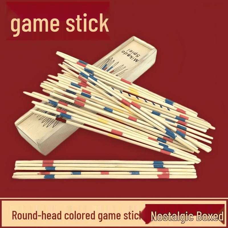 Wooden Educational Nostalgic Pick-up Sticks Parent-Child Game - 80 Stick Set (Bamboo Skewers)