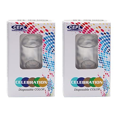 Celebration Color Quaterly Coloured Contact Lenses 1 Pair (Groovy Gray,-6.50)