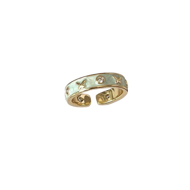 Elegant Green Series Stacking Rings for Women, Light Luxury, High-End Feel, Exquisite French Unique Index Finger Band