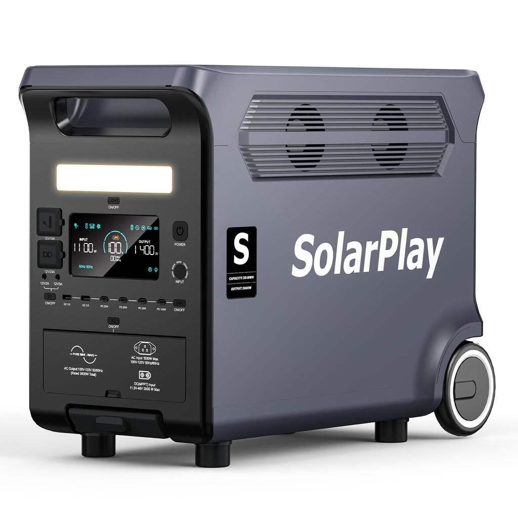 Sistema di accumulo di energia portatile da 3600W MPPT LiFePO4 per Campeggio, Emergenza e Uso in Auto con Compressore d'Aria, Avviatore di Emergenza e Torcia