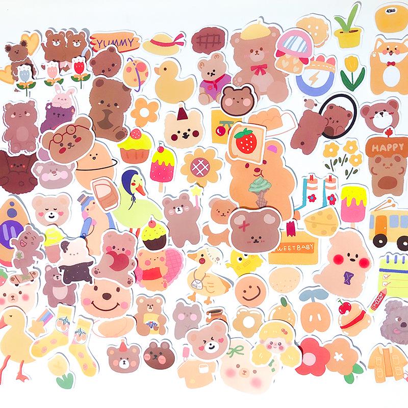 90 Unique Orange Bear Journal Stickers - Cute, Girly, Waterproof