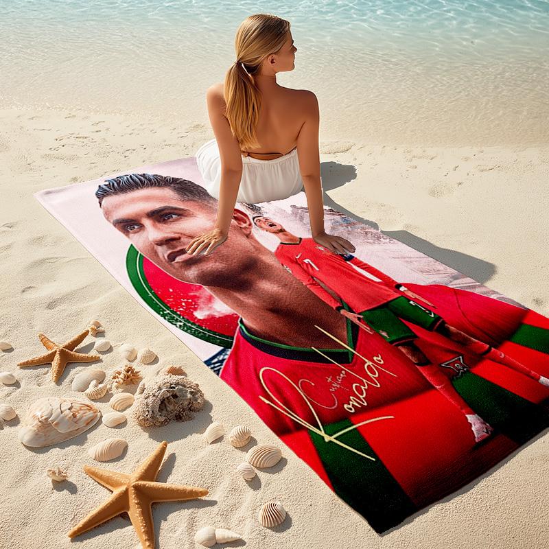 Ronaldo Portugal Football Legend Beach Towel Beach Portable For Travel Outdoor Pool Towel Seaside Swim Comfort Outdoor Picnic Beach Mat