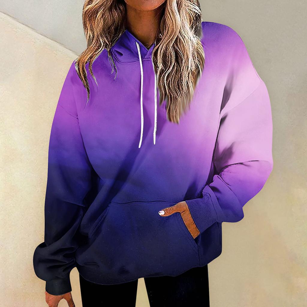 Women's Fashion Daily Versatile Casual Crewneck Sweatshirts Graphic Daily Long Sleeve Gradient Patchwork Printed Top Sweatshirts