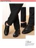 Men's Black & White Shiny Leather Low Heel Modern Dance Shoes with Soft or Fur Sole