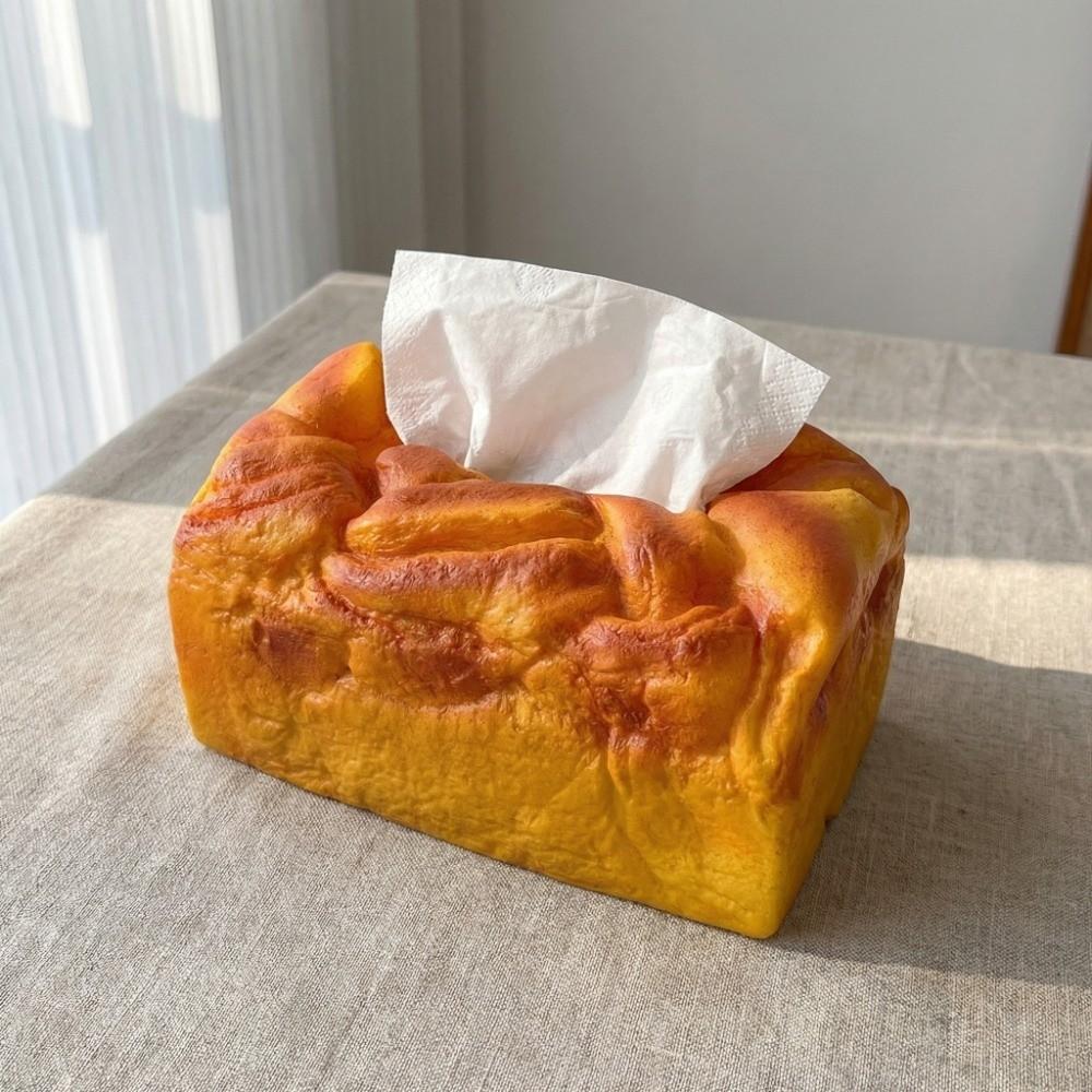 Food Toast Bread Simulation Bread Tissue Rack Storage Box Table Decoration Fake Toast Tissue Holder Square Ornament
