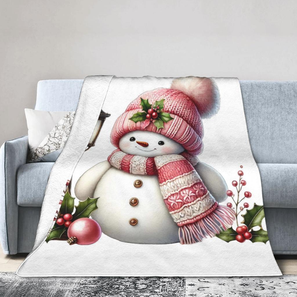 Christmas Snowman Plush Blanket Girls Boys  Flannel Bedding Throws For Outdoor Warm Soft Design Quality Bedspread Gift