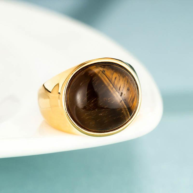 Vintage Tiger'S Eye Ring Saturn Ins Wind Girl Niche Design Ring Titanium Steel Jewelry Premium Durable Quality