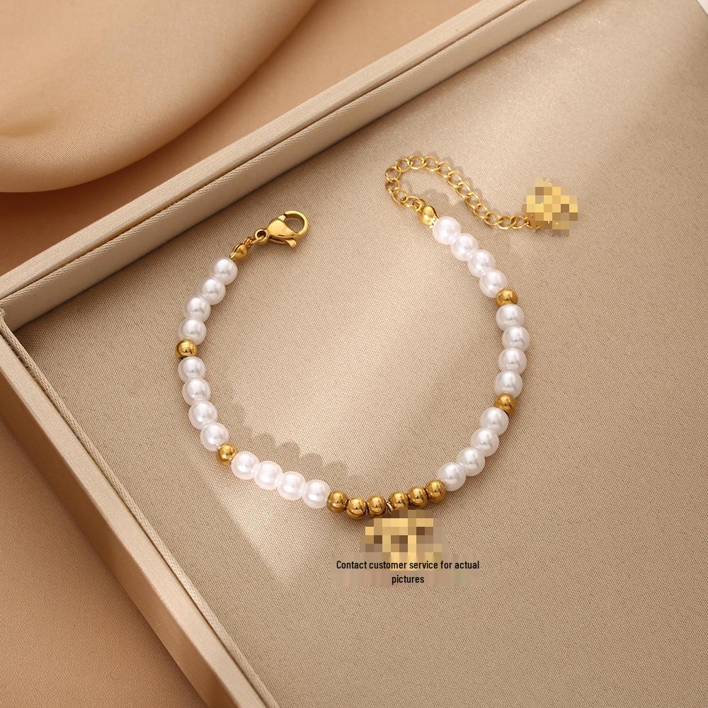 Luxe Titanium Staal Vierbladig Klaver Armband in Koreaanse Stijl met Ingelegde Diamanten voor Vrouwen - Kleurvast