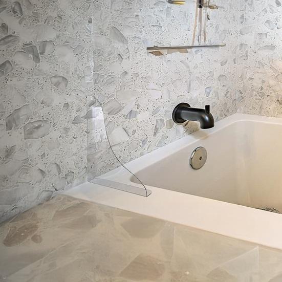 2 Stück Duschspritzschutz Selbstklebend Wasserdicht Transparentes Acryl Badezimmer Dusche Badewanne Ecke Wasserabweisender Spritzschutz Schild