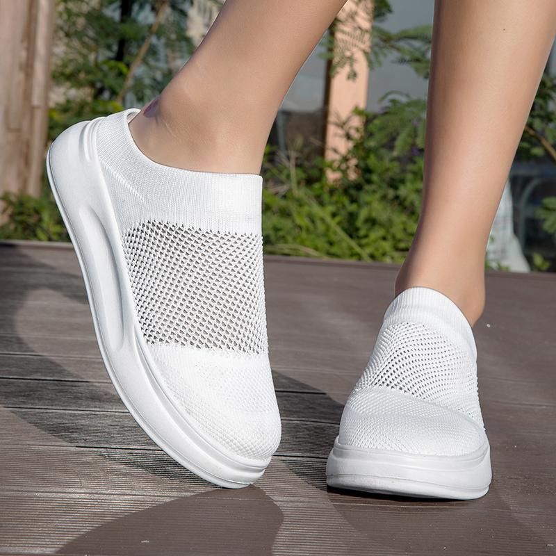 Breathable Mesh Couple Casual Shoes Knitted Lightweight Slippers Slip-on Daily Loafers for Walking Traveling Size 36-45