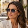 Retro Square Sunglasses for Men, Vintage Double Bridge Metal Frame Sun Glasses, Classic Fashion Eyewear for Driving Travel Outdoor