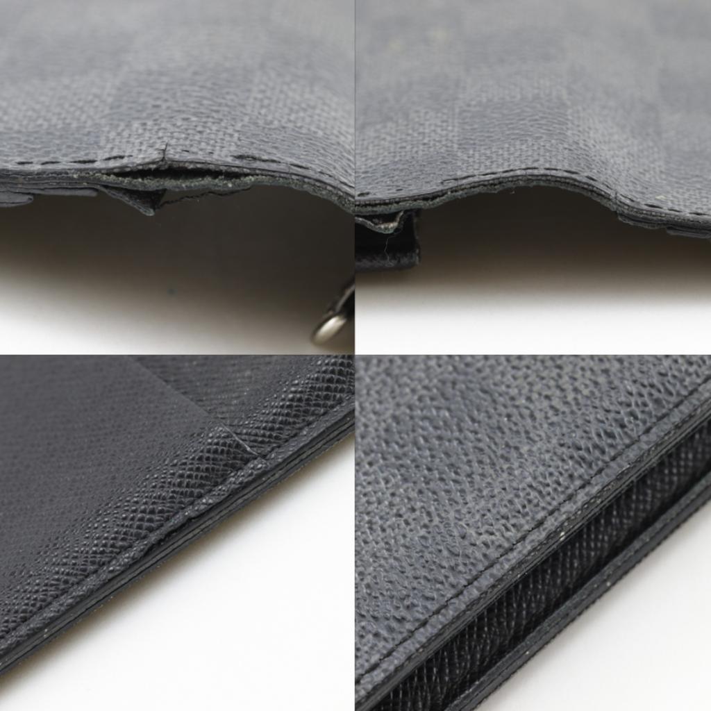 Louis Vuitton Brazza Portefeuille Purse N62665 Black Damier Grafitto Canvas Mens Used