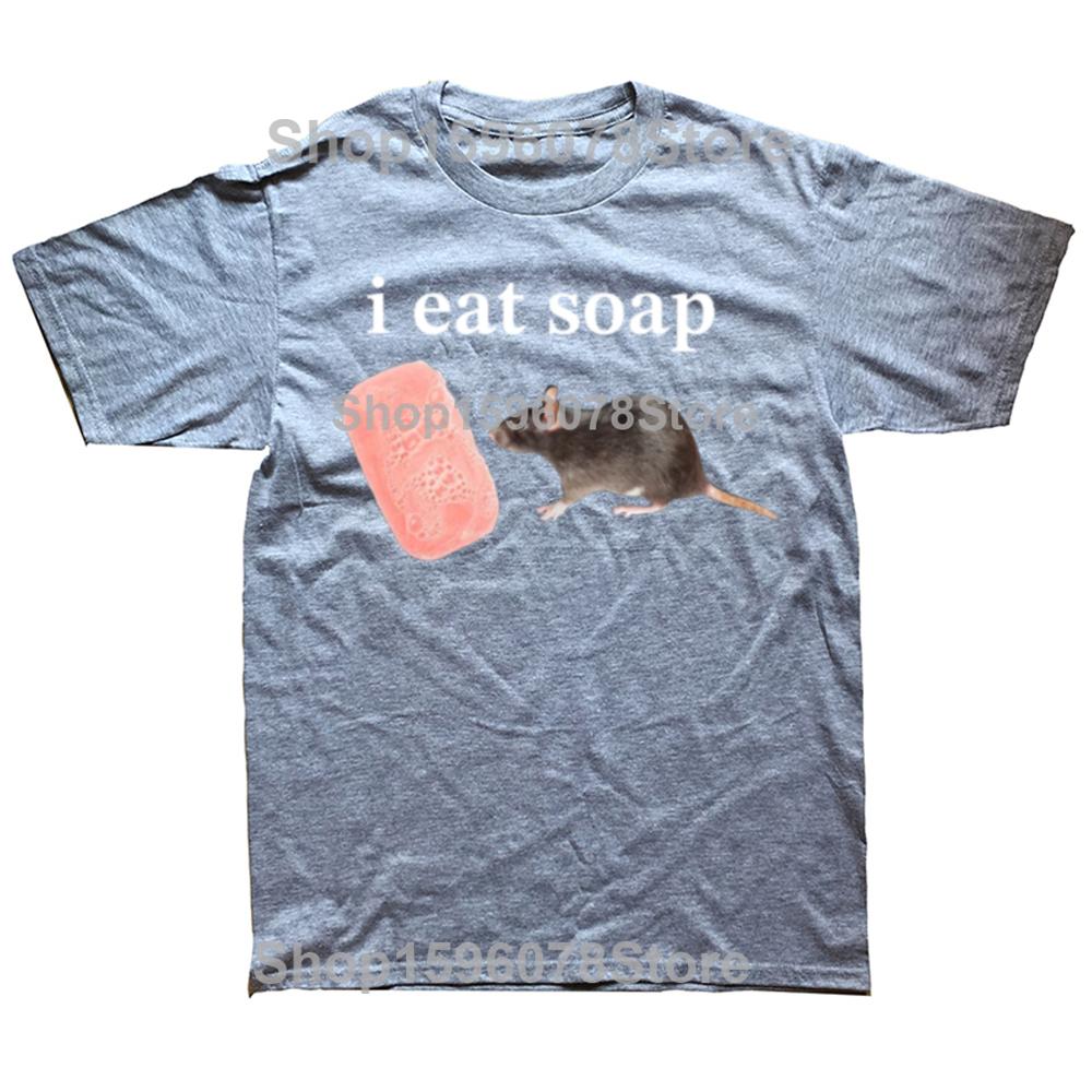 I Eat Soap Rat Funny Meme T Shirt Men's Fashion Vintage O-Neck Short Sleeve T-shirts Casual Cotton Oversized TShirts Streetwear