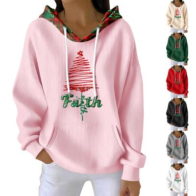 Moletom Feminino Casual de Moda com Estampa de Natal e Manga Longa