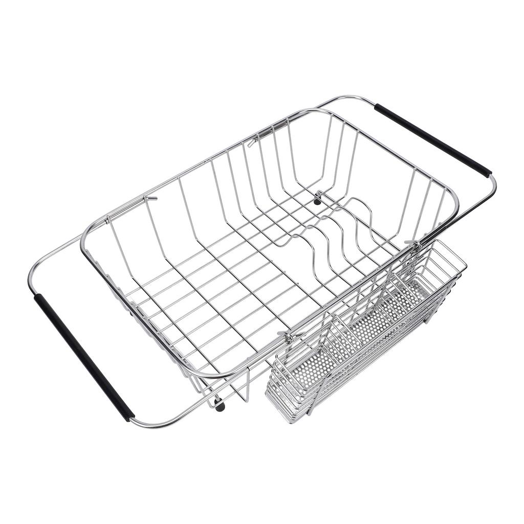  Kitchen Sink Dish Rack with Chopsticks Holder Stainless Steel Expandable Dish Drying Draining Basket 