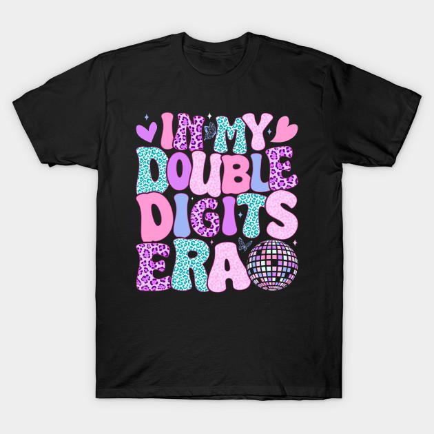 

Men Black Print T-shirt In My Double Digits Era Retro 10 Year Old 10Th Birthday Girl No-Cut Transfer Paper Print Cotton Tshirt M чорний