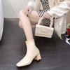 Martin boots women's new women's boots winter wind square head rear zipper short boots women's thick heel medium heel boots women's