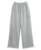 LOOXP Horse Embroidered Lettering Wide Training Long Pants Gray