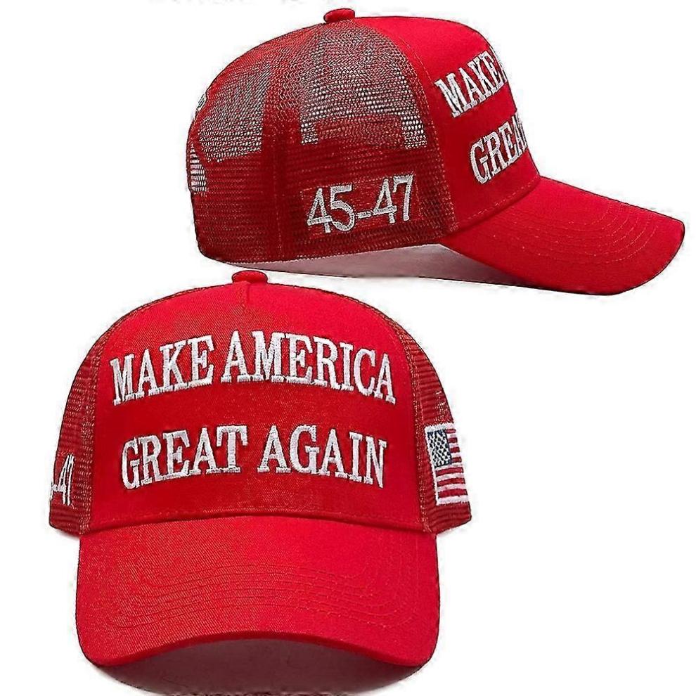 Trump 2024 Maga Red Hat 45-47 Baseball Cap Make America Great Again with USA Flag