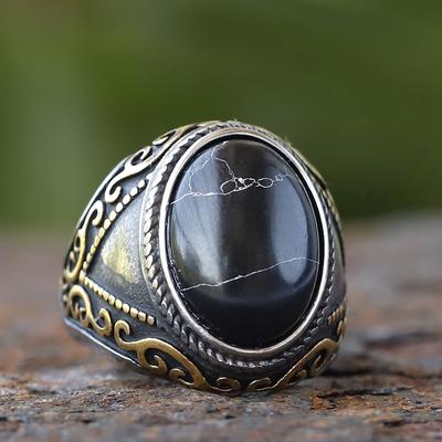 2024 New  316L Stainless Steel Stone Ring Arabian Rings For Men ZC Stone for Teen Gift Jewelry