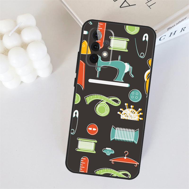 sewing machine tailor pattern For Samsung Galaxy A53 A33 A55 A35 A15 A22 A32 A52 A54 A34 A14 A56 A36 A26 A16 A05 A06 Case