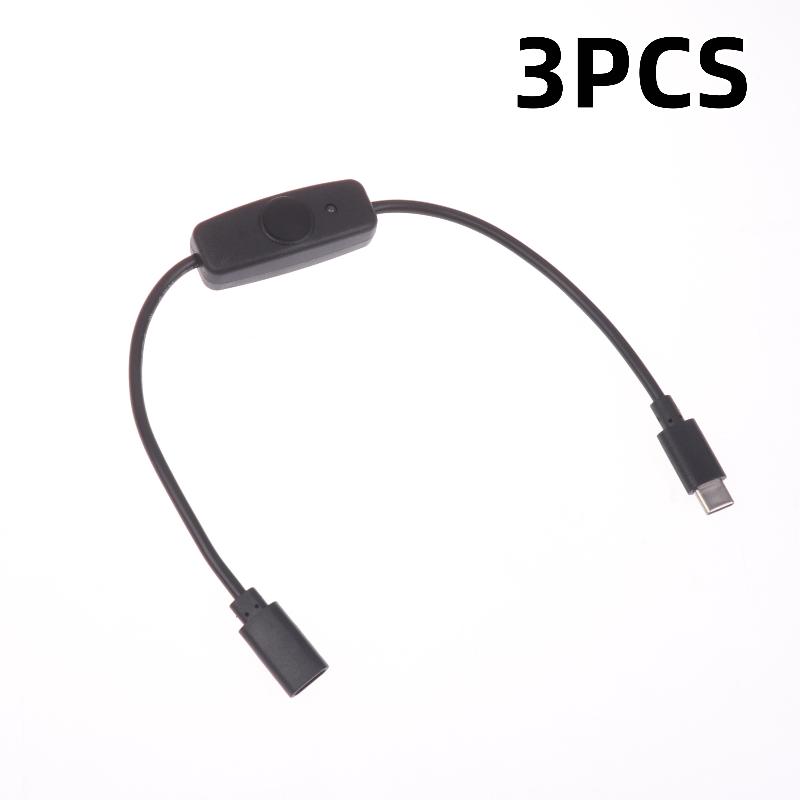 1/3Pcs USB-C To Type C Power Supply Cord 5V2A Short USB C Extension Cable With ON Off Switch For USB Fan LED Strips Desk Lamp