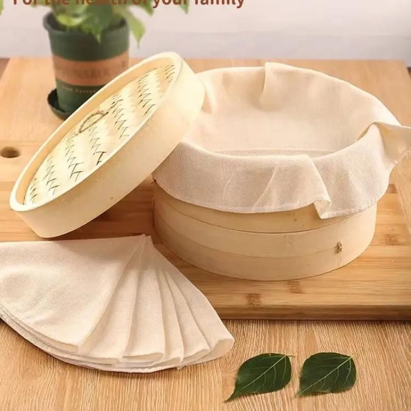 5Pcs 30CM Pure Cotton Steamer Cloth Household Drawer Cloth Steamed Rice And Bun Mat Round Cotton Gauze Kitchen Steamer