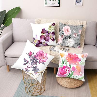 Funda de cojín cuadrada con estampado de flores, sofá de coche, funda de almohada para silla de oficina, decoración minimalista del hogar
