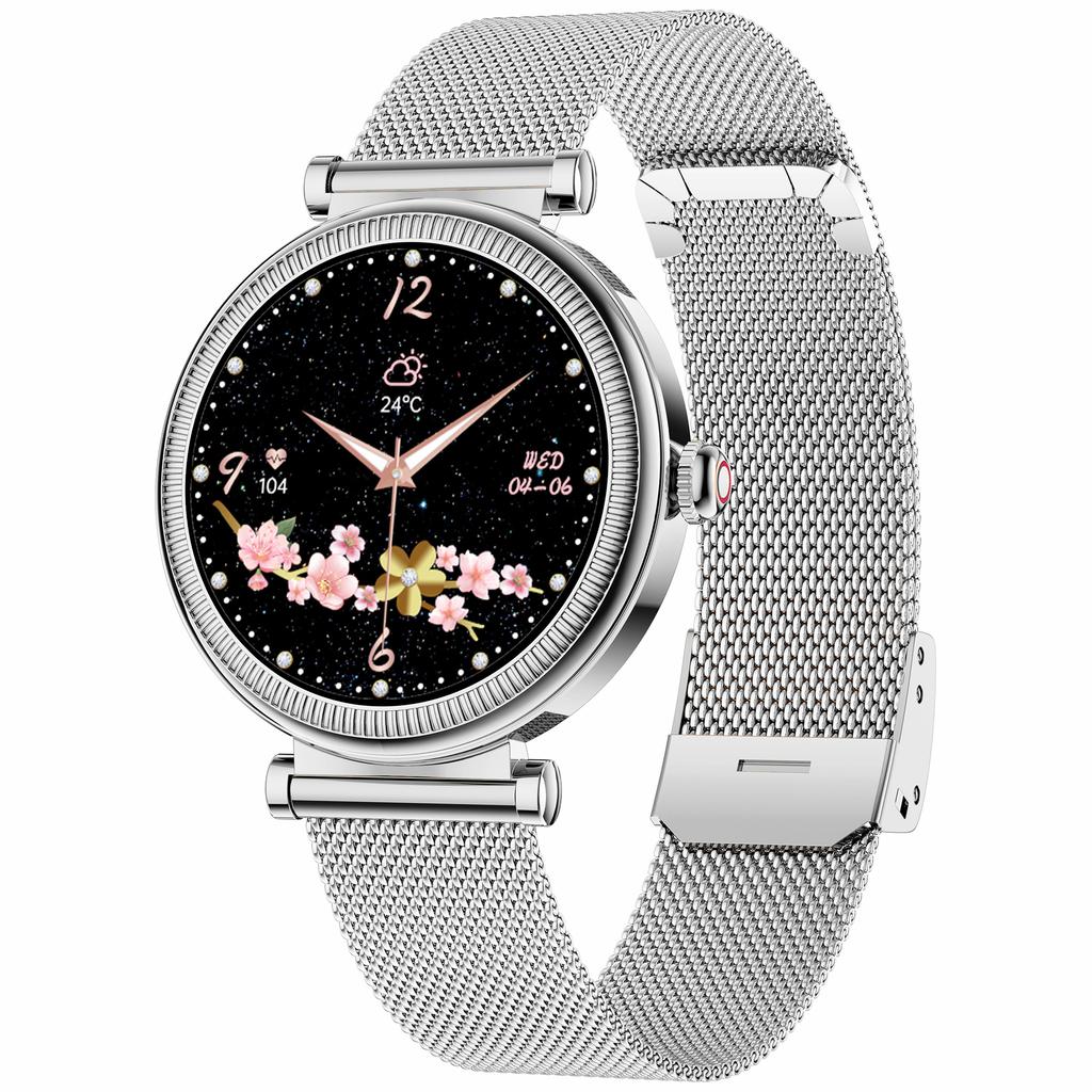 CF37 Women Smart Watch Menstrual Cycle Reminder Health Monitoring Bluetooth-compatible Call Smart Bracelet, Steel Strap