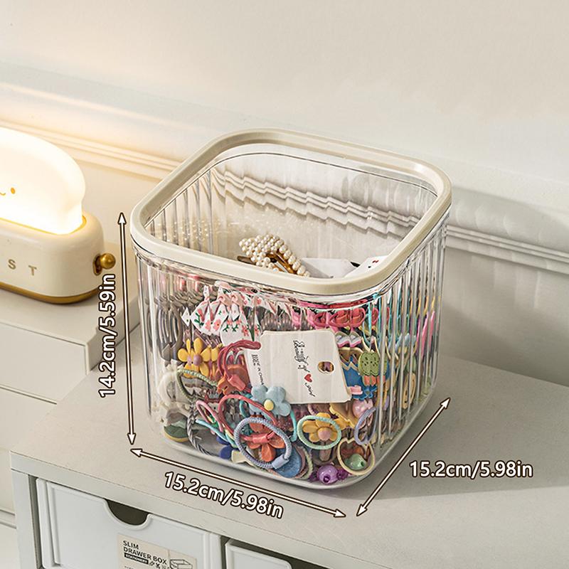 1ks Průhledný úložný box na šperky a vlasové doplňky Mini stolní odpadkový koš pro domácí použití