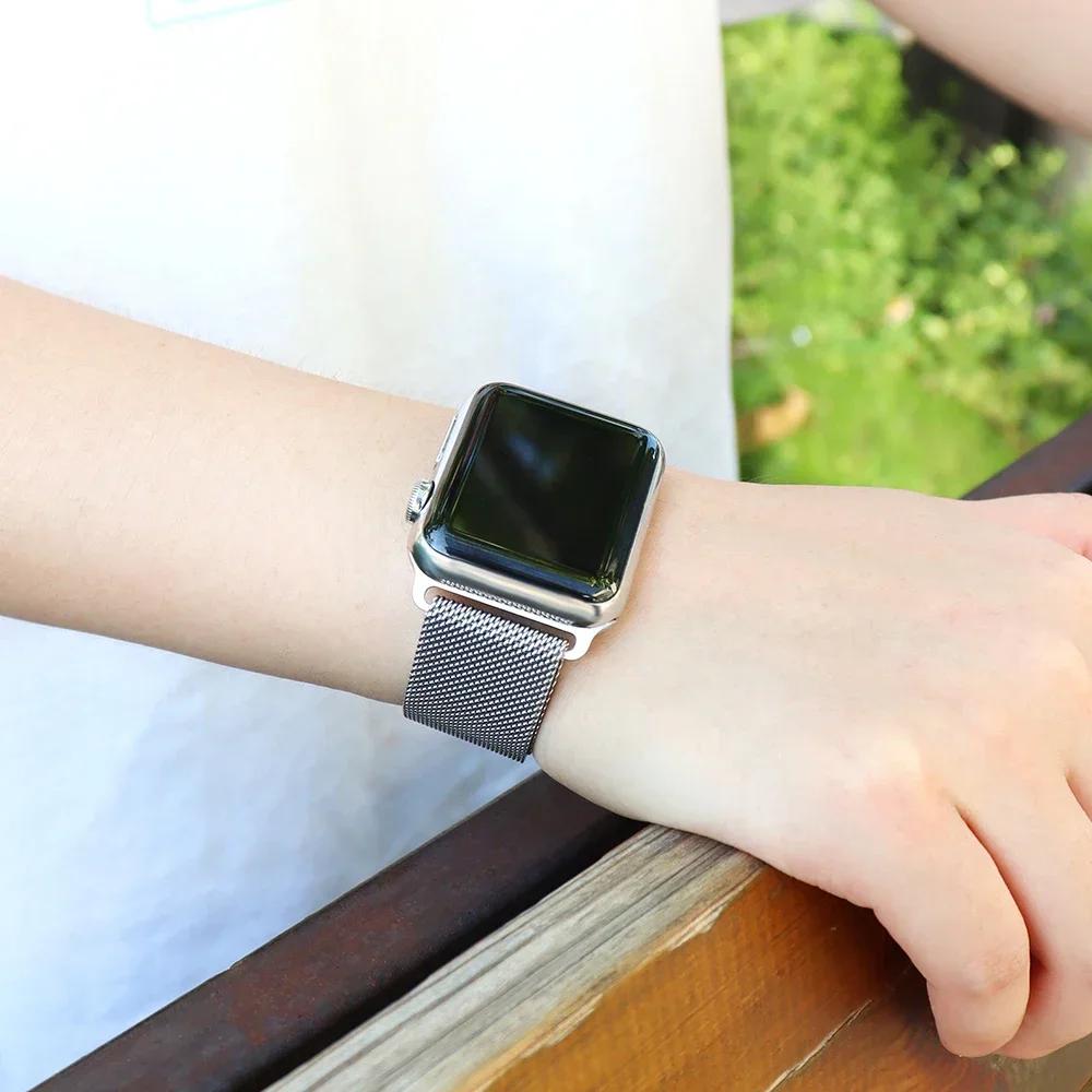 Milanese Loop Band for Apple Watch Strap Ultra 49mm 46mm 45mm 44mm 41mm 40mm Metal Wristband Bracelet Iwatch Series 9 8 7 6 5 4 3 SE