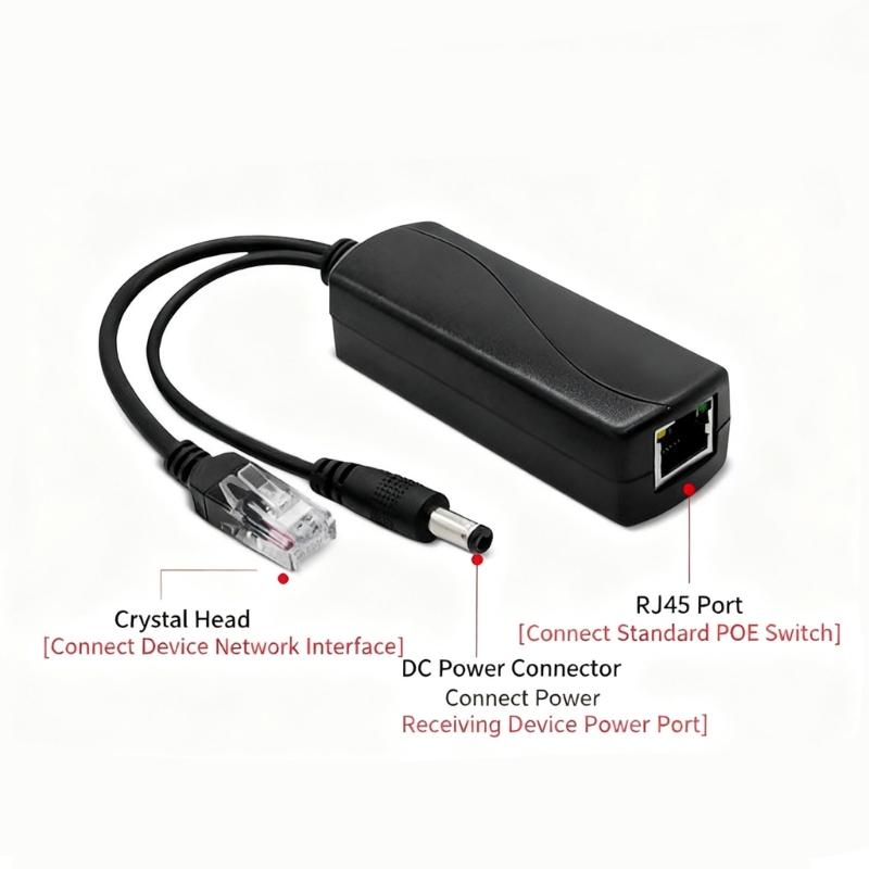 Plastic POE Splitter Converts 48V to 12V  IEEE802.3af/at Standard for Surveillances Camera Systems Easy Installation