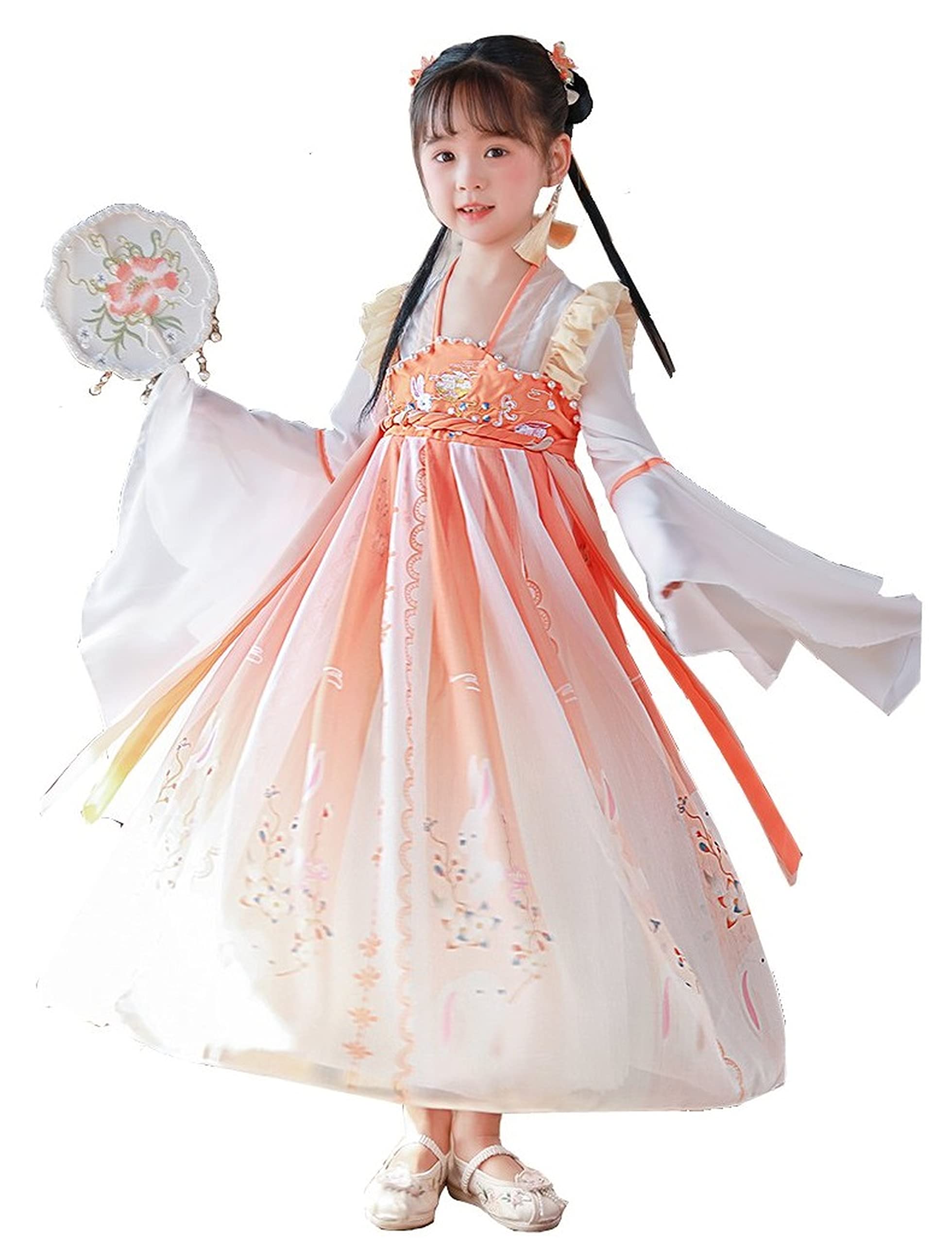 

Hanfu Косплей Фотосессия Одеваются для Детей Роскошный Милый Стиль Придворной Принцессы Династии Тан Цельный Костюм Хэллоуин Костюм Фестивальный Кролик