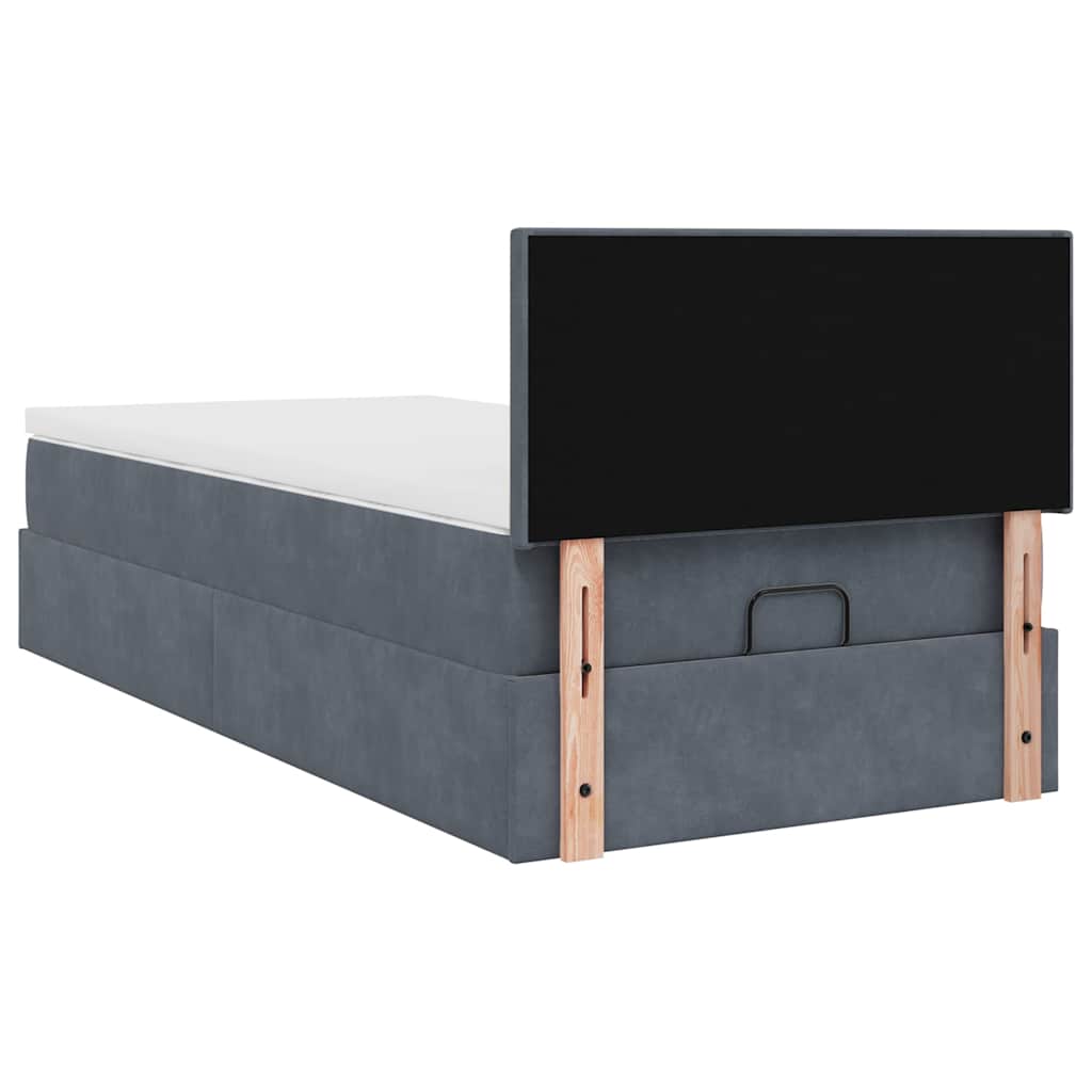 Enjoy restful nights with this ottoman bed with mattress and LEDs in dark gray (80 x 200 cm) upholstered in velvet