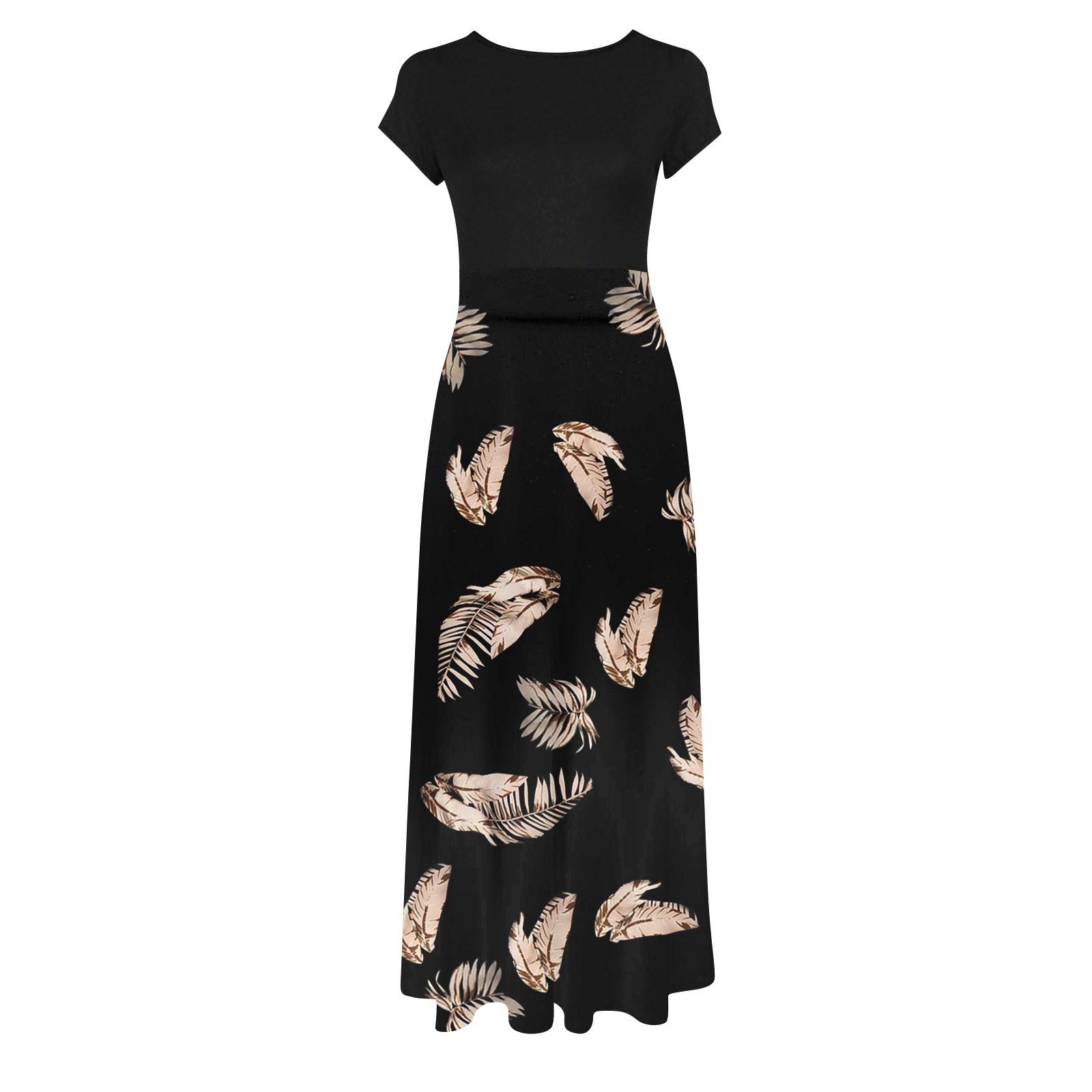 Женская летняя модная повседневная винтажная макси-юбка с круглым вырезом и коротким — фото 5