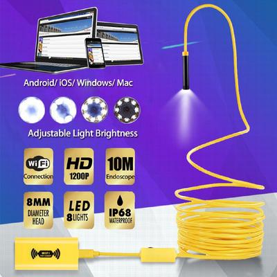 WIFI Endoscope Camera HD 1200P Waterproof Inspection USB Endoscope 8LED Borescope for Android IOS