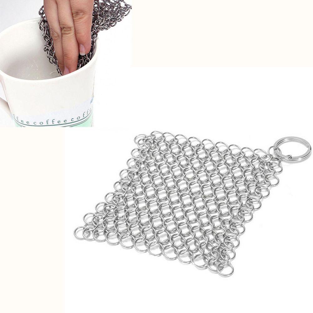 Scrubber Durable Chainmail Square Cleaning Cast Iron Cleaner Stainless Steel Kitchen Tool Pan Brush
