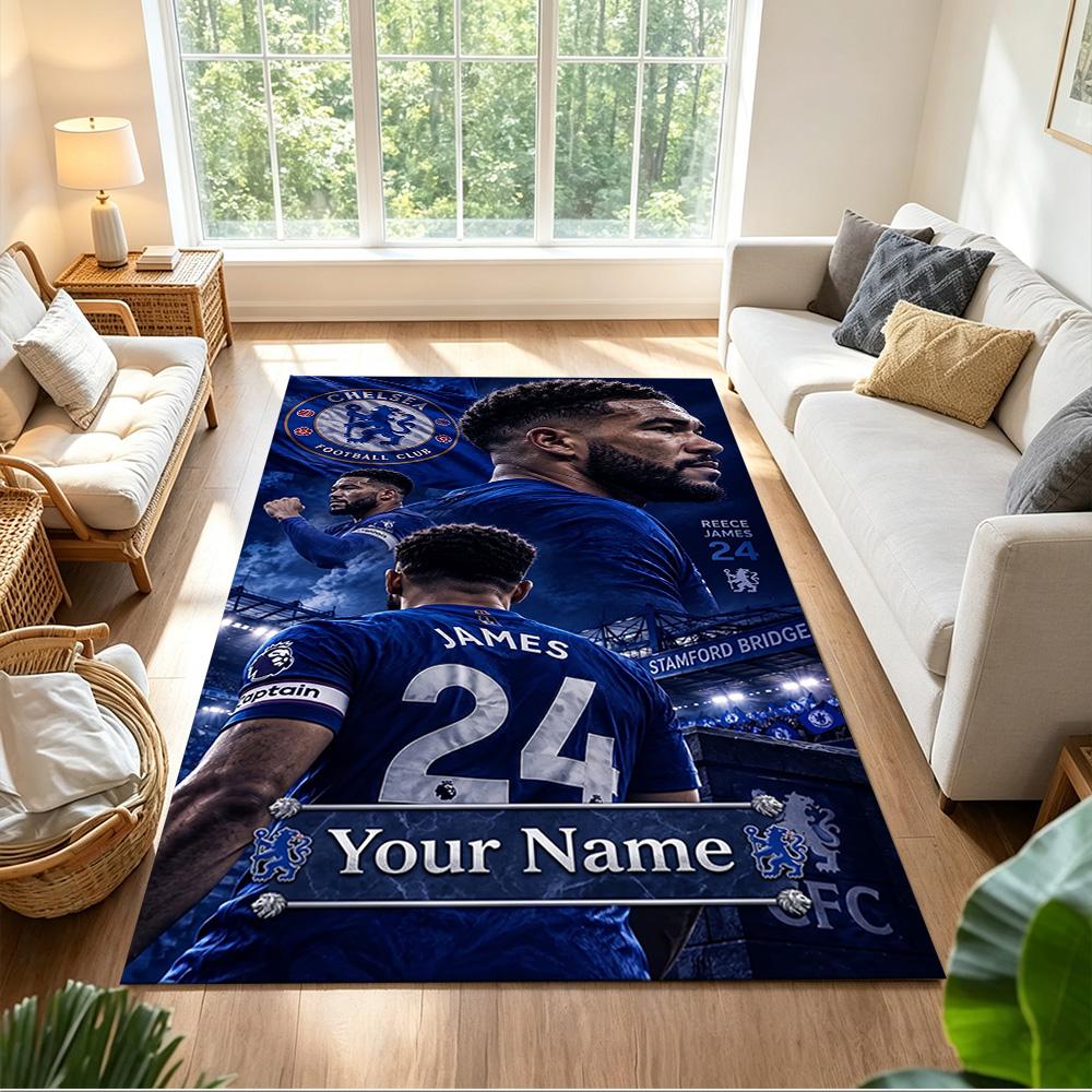 Chelsea Fc Football Player Customize Your Name Floor Rug Office Rug Perfect for Playrooms Living Rooms Dining Room Bedrooms Anti-slip Rug