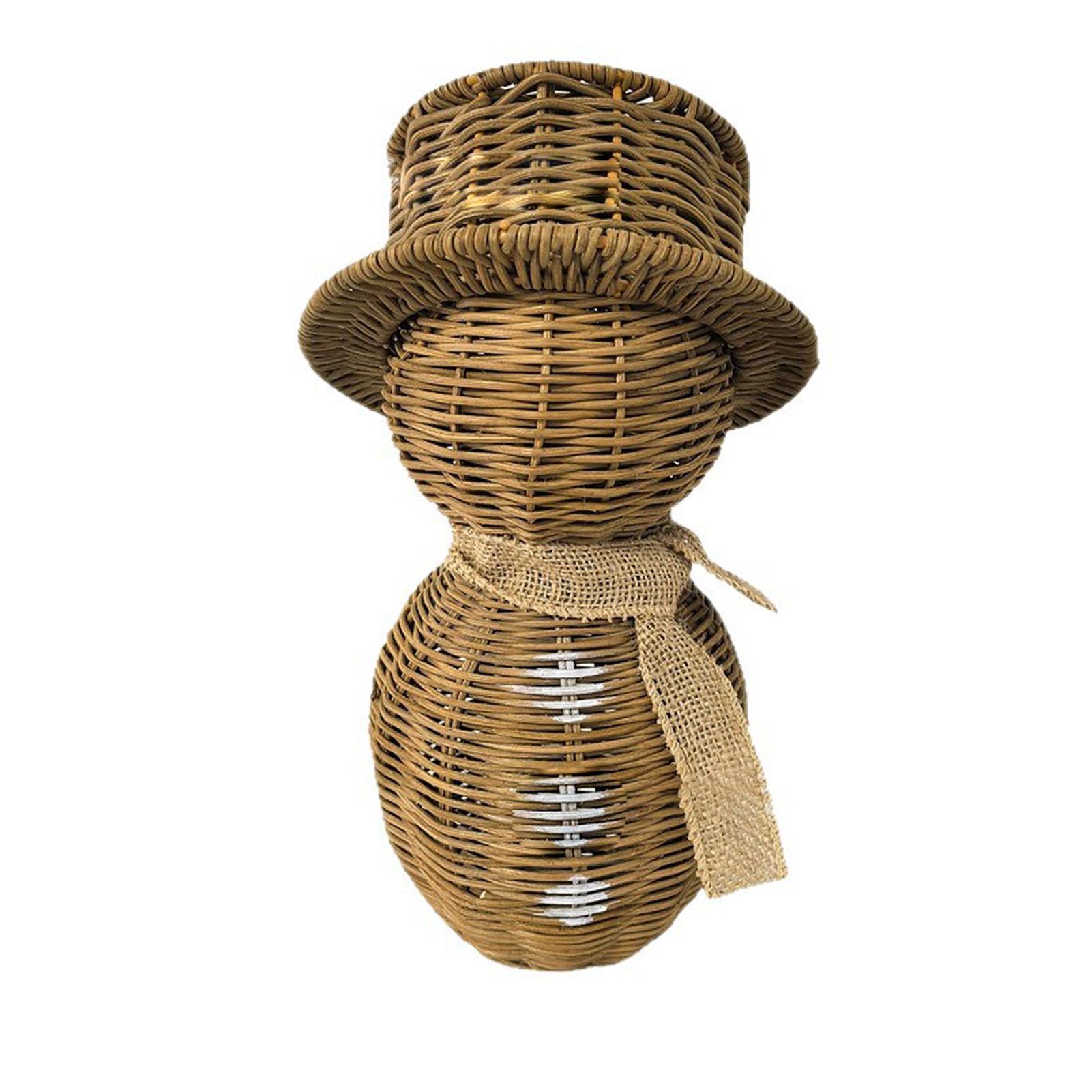 

Wicker Snowman Handmade Weaving Christmas Rattan Snowmen Sturdy Structure as a - Perfect for Home, Farmhouse, Table,