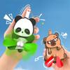 Creative Pull Play Egg Cat Keychains Fun Animal Fan Key Chains Mini Hand Press Fan Cartoon Keyring Car Accessories Summer Gift