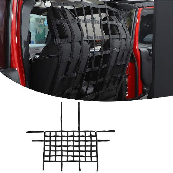 

JeCar for Jeep Wrangler Cargo Net Back Seat Divider Net Rear Trunk Dog Barrier for 2007-2024 Jeep Wrangler JK JL Gladiator JT 2DR 4DR (Black) чёрный