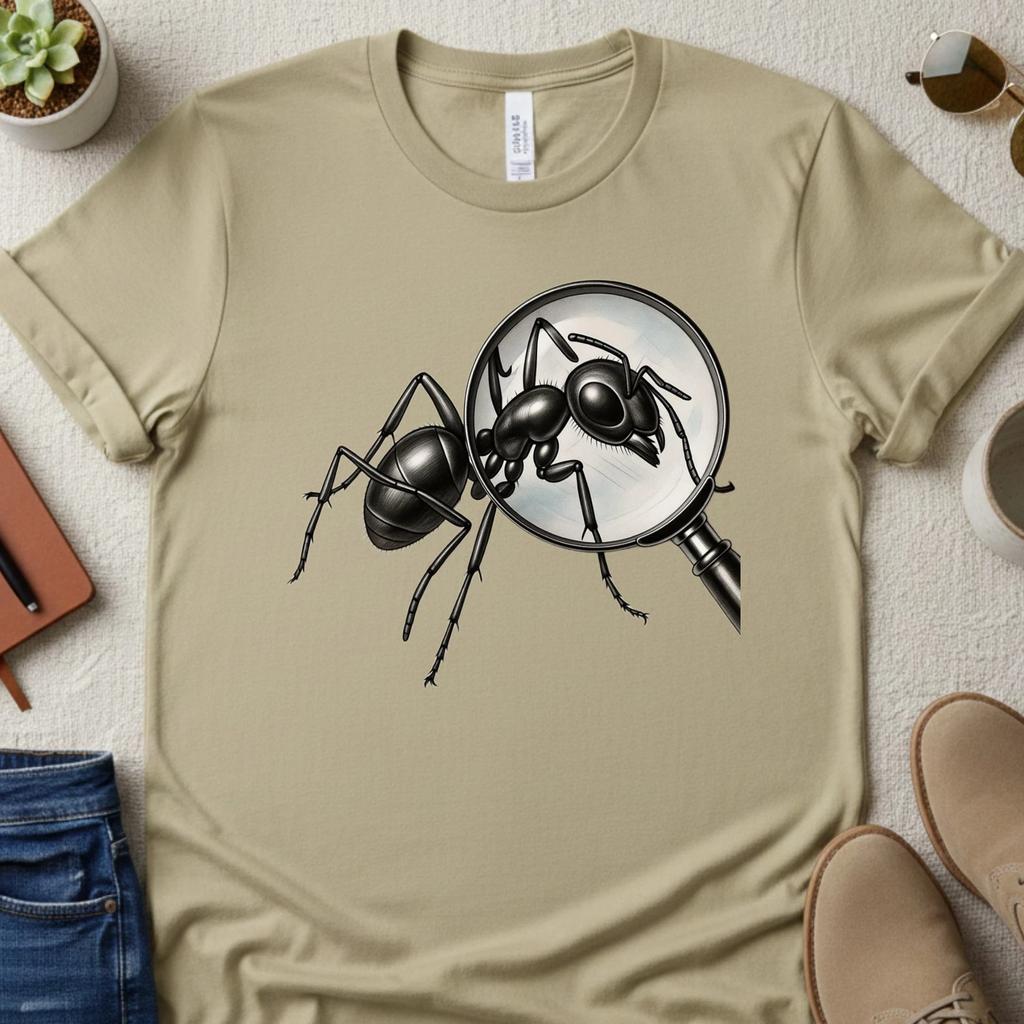 Ant Under Magnifying Glass T-T-Shirt | Close Inspection Illustration