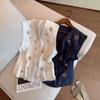 Women Floral And Star Embroidered V Neck Button Front Sleeveless Vest
