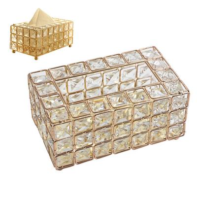 20cm*12cm*10cm Crystal Tissue Box Iron Keepsake Box Elegant Treasure Organizer Box  For Women