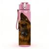 1PC Serious German Shepherd 750ml Color Plastic Sports Water Bottle Leakproof Flip Straw Lid Suitable for Sports Office Home Use