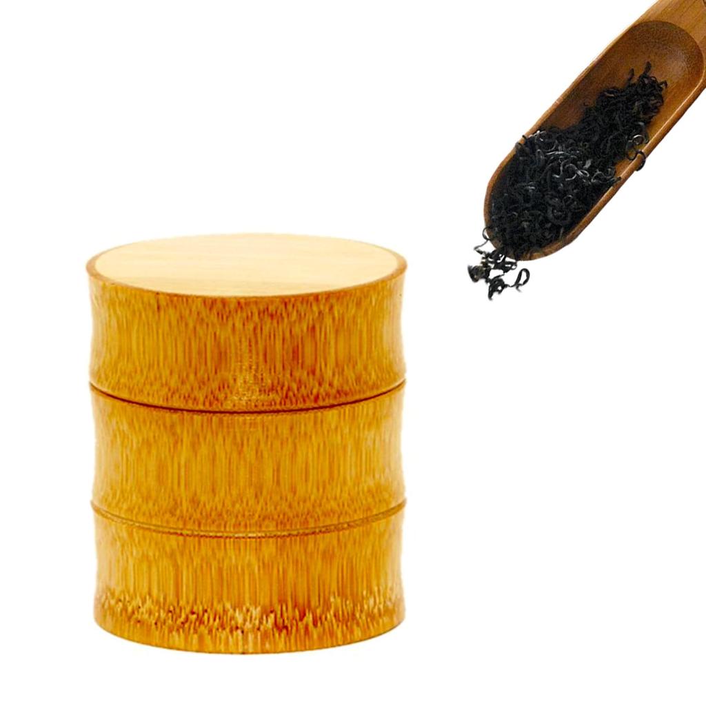 Bamboo Tea Caddy, Handcrafted Bamboo Tea Canister, Portable Tea Storage Tank for Tea, Coffee, and More (A)
