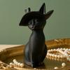 Desktop Ornament 3D Printed Hat-Wearing Cat Shape Figurine Integrated Molding Sculpture Decorative Desktop Accessory
