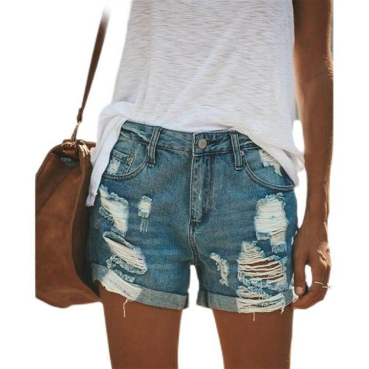Buy Women Summer Ripped Denim Shorts 